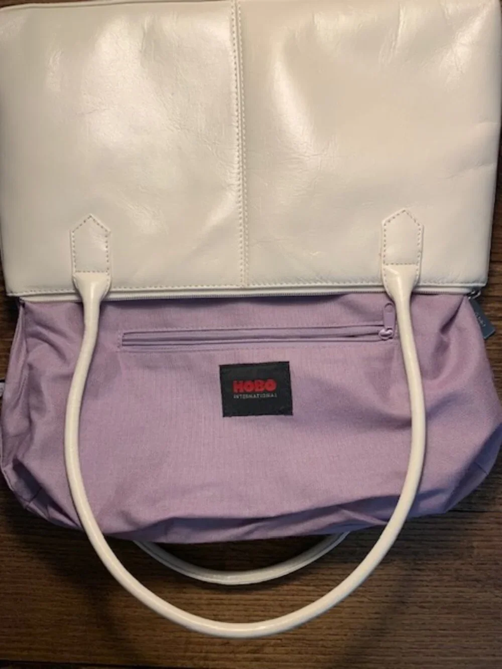 Y2K Hobo International White Leather Shoulder Bag interior lavendar - Picture 2 of 10